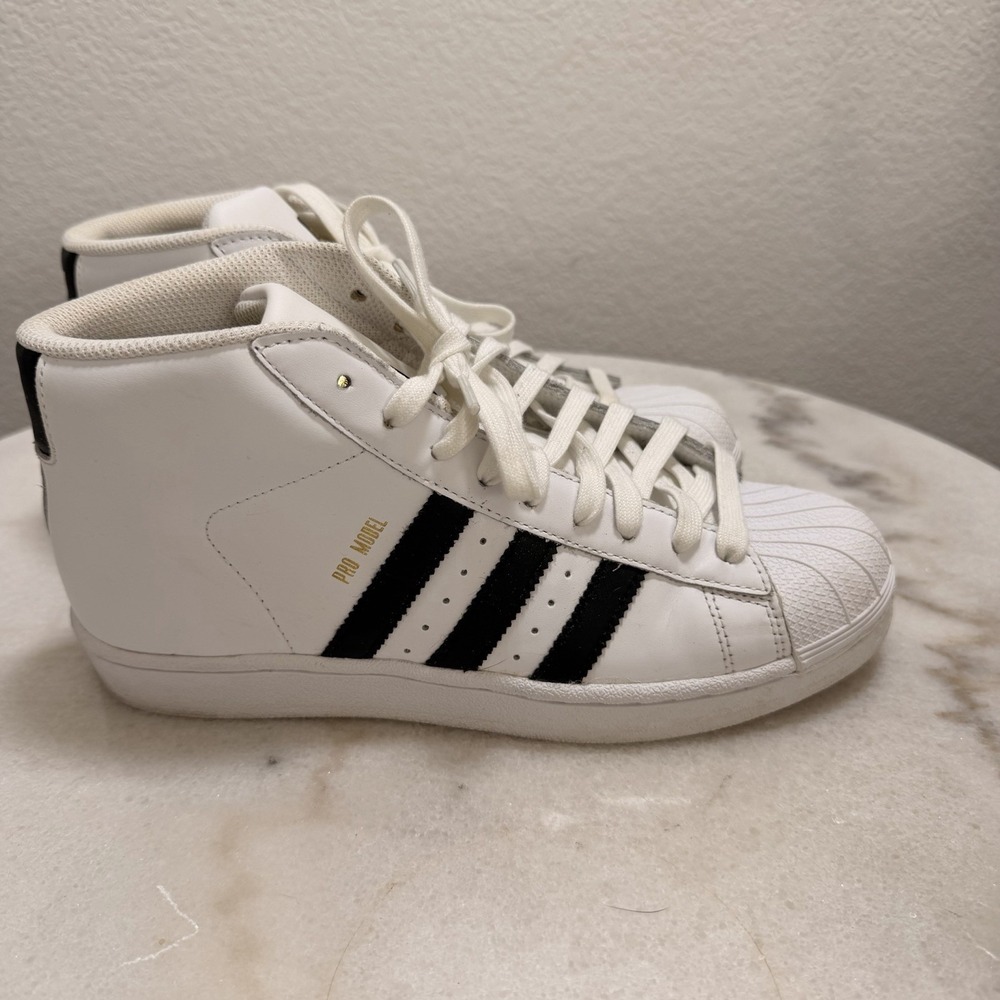Adidas Pro Model J Big kid's Basketball Shoes White-Core Black s85962 Sz 6.5